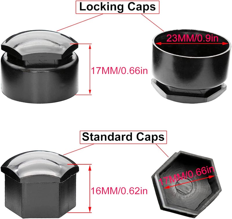 Gebildet 24pcs Wheel Nut Cap 17mm(5pcs Anti-Theft Bolt Cap+19pcs Normal Bolt Cap) Hexagonal Tire Nut Covers with Removal Tool Set for Cars(Grey) - Image 5